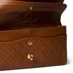 Vintage Brown Lambskin Quilted Classic Flap Medium Gold Hardware - Image 11