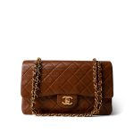 Vintage Brown Lambskin Quilted Classic Flap Medium Gold Hardware
