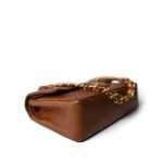 Vintage Brown Lambskin Quilted Classic Flap Medium Gold Hardware - Image 4