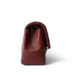 Burgundy Lambskin Quilted Mini Rectangular Flap Silver Hardware - Image 4