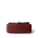 Burgundy Lambskin Quilted Mini Rectangular Flap Silver Hardware - Image 5