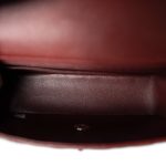 Burgundy Lambskin Quilted Mini Rectangular Flap Silver Hardware - Image 10