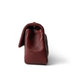 Burgundy Lambskin Quilted Mini Rectangular Flap Silver Hardware - Image 3