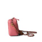 22S Pink Lambskin Quilted Camera Case Aged Gold Hardware - Image 3