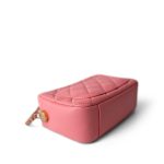 22S Pink Lambskin Quilted Camera Case Aged Gold Hardware - Image 10