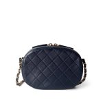 20S Coco Midnight Lambskin Quilted Camera Case Antique Gold Hardware - Image 5