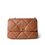 21P Caramel Quilted Large 19 Flap Mixed Hardware - Image 2