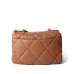 21P Caramel Quilted Large 19 Flap Mixed Hardware - Image 3