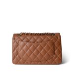 22S Caramel Lambskin Quilted Classic Flap Small Light Gold Hardware - Image 2