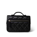 Black Caviar Quilted Business Affinity Clutch With Chain Flap Light Gold Hardware - Image 2