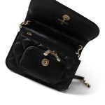 Black Caviar Quilted Business Affinity Clutch With Chain Flap Light Gold Hardware - Image 5
