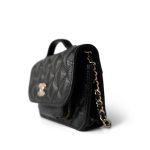 Black Caviar Quilted Business Affinity Clutch With Chain Flap Light Gold Hardware - Image 8