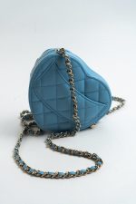 22S CC In Love Blue Lambskin Quilted Small (Clutch on Chain) Heart Bag LGHW - Image 3