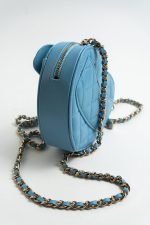 22S CC In Love Blue Lambskin Quilted Small (Clutch on Chain) Heart Bag LGHW - Image 5