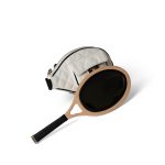 23C Tennis Racket Mirror Vanity Clutch with Chain White & Black W/ LGHW - Image 4