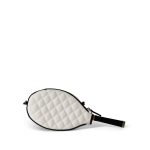 23C Tennis Racket Mirror Vanity Clutch with Chain White & Black W/ LGHW - Image 3