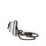 23C Tennis Racket Mirror Vanity Clutch with Chain White & Black W/ LGHW - Image 6