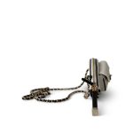 23C Tennis Racket Mirror Vanity Clutch with Chain White & Black W/ LGHW - Image 7