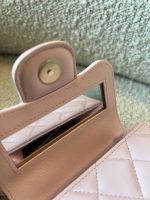 22P Light Pink Lambskin Quilted Micro Vanity w/ Top Handle - Image 6