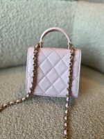 22P Light Pink Lambskin Quilted Micro Vanity w/ Top Handle - Image 4