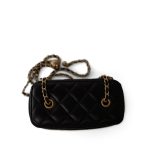 Black Lambskin Quilted Pearl Crush Vanity Case With Chain Antique Gold - Image 3