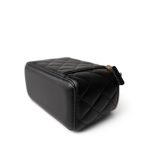 Black Lambskin Quilted Pearl Crush Vanity Case With Chain Antique Gold - Image 7