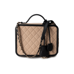 Beige / Black Caviar Quilted Filigree Vanity Case Large Light Gold Hardware - Image 6