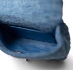 Blue Denim Quilted Camelia Mini Flap Aged Silver Hardware - Image 4