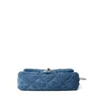 Blue Denim Quilted Camelia Mini Flap Aged Silver Hardware - Image 12
