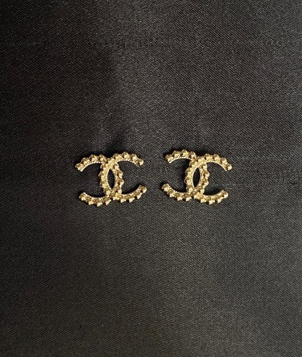 Chanel CC Stud Earrings Gold