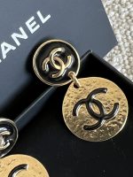 Chanel Gold Tone Black CC Logo Round Earrings - Image 2