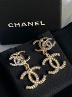 Chanel Triple CC Pearly White Earrings Light Gold and Silver - Image 2