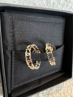 21A CC Dangle Hoops Earrings Gold