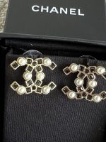 22P Gold Black Crystal Pearl Earrings - Image 2