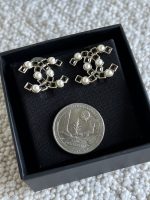 22P Gold Black Crystal Pearl Earrings - Image 5
