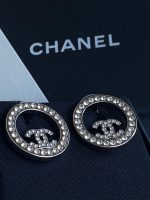 Chanel Crystal & Silver Earrings - Image 3