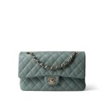 22C Dark Green Caviar Quilted Classic Flap Medium Light Gold Hardware - Image 4