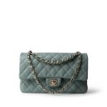 22C Dark Green Caviar Quilted Classic Flap Medium Light Gold Hardware - Image 2