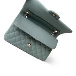 22C Dark Green Caviar Quilted Classic Flap Medium Light Gold Hardware - Image 14