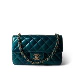 23P Multi Tone Green Patent Quilted Mini Rectangular Flap Light Gold Hardware - Image 10