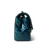 23P Multi Tone Green Patent Quilted Mini Rectangular Flap Light Gold Hardware - Image 4