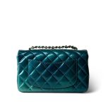23P Multi Tone Green Patent Quilted Mini Rectangular Flap Light Gold Hardware - Image 3