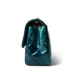 23P Multi Tone Green Patent Quilted Mini Rectangular Flap Light Gold Hardware - Image 2