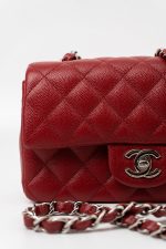 17B Mini Rectangular Red Caviar Quilted Flap Silver Hardware’s - Image 6