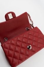 17B Mini Rectangular Red Caviar Quilted Flap Silver Hardware’s - Image 8