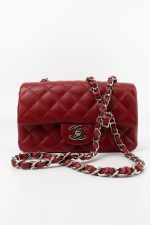 17B Mini Rectangular Red Caviar Quilted Flap Silver Hardware’s - Image 13