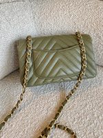 17C Khaki Green Chevron Calfskin Mini Rectangular Flap Brushed GHW - Image 4