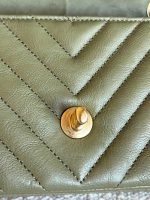 17C Khaki Green Chevron Calfskin Mini Rectangular Flap Brushed GHW - Image 5