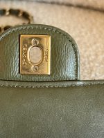 17C Khaki Green Chevron Calfskin Mini Rectangular Flap Brushed GHW - Image 8