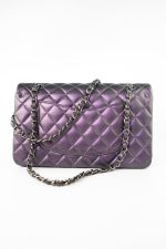 17S Purple Iridescent Lambskin Quilted Classic Flap Medium - Image 3